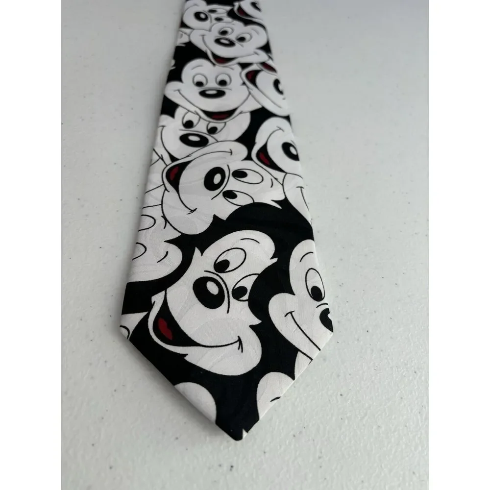 Mickey Unlimited by Balancine Inc VTG Disney Black and White‎ Graphic Print Tie
